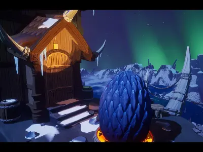 Stylized Ice Dragon Village - UE5 Low-poly 3D model