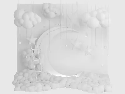 Decor for a children room in the style of space 3D model