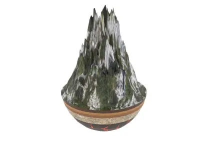 Mountain ceramic sculpture of Low-poly 3D model