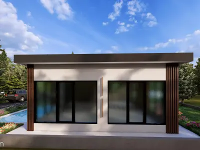 Modern Small House Minimalist One-Story Home Exterior 3D Model 3D model