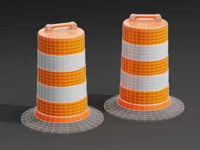 Traffic Barrel PBR Game-ready Low-poly 3D model