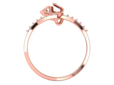 Solitaire Wedding Engagement Women Light Weight Bypass Rings 3D print model 3