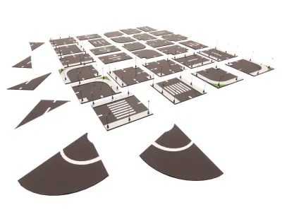 Road Pack - Extended-City Roads 3D model 6