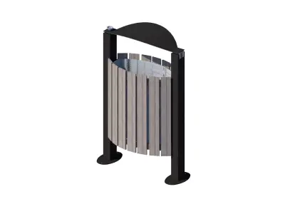 Outdoor iron trash bin 3D model purchase