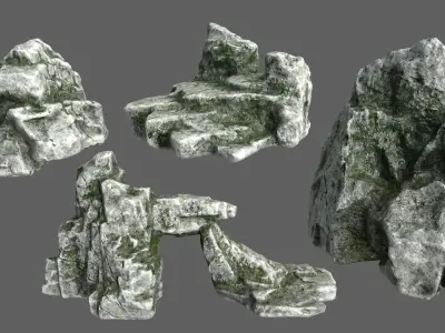 Rock Set Low-poly 3D model 7