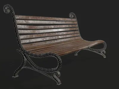 Street Bench Low-poly 3D model buy