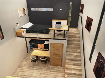 modern-contemporary micro house on 22 m2  Low-poly 3D model