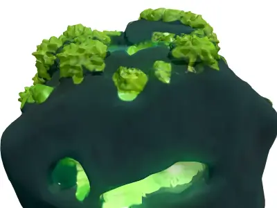 Glowing Mossy Alien Rock Formation Low-poly 3D model