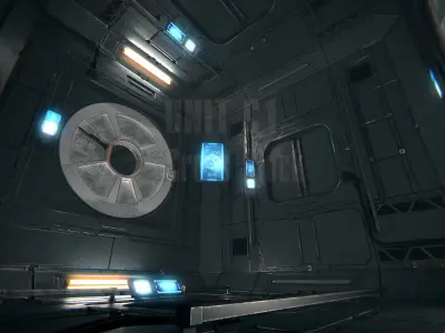 Spaceship Interior 03 Cross Unit PBR 3D model