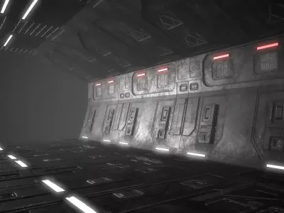 Sci-Fi Corridor Futuristic Low-poly 3D model