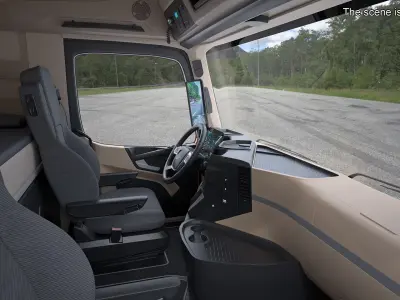  Mockup Design Truck with Trailer Red Rigged for Maya 