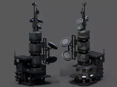 Scifi tower skyscraper building exterior futuristic  Low-poly 3D model