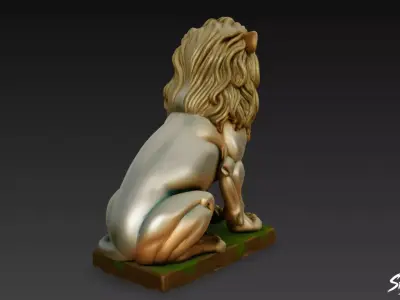 Lion Statue V20 Low-poly 3D model
