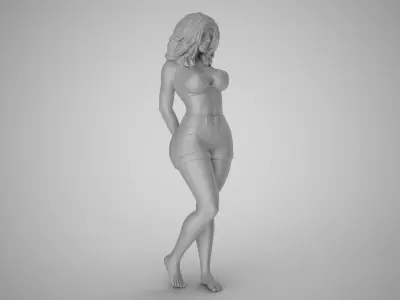 Woman with her Hands Behind 3D print model