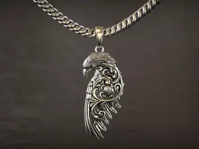 Ornate Eagle Filigree Wing Pendant 3D print model