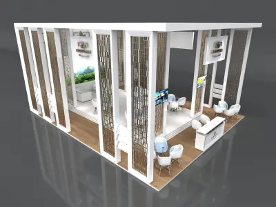 Exhibition Booth Stand Stall 10x8m Height 500 cm 3 Side Open 3D model