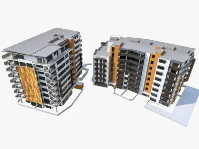 Apartment Buildings 04 Low-poly 3D model