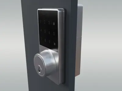 Square Metal Door Digital Lock Low-poly 3D model