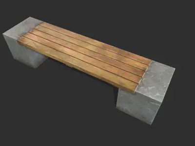 Bench 02 Low Poly PBR Realistic Low-poly 3D model