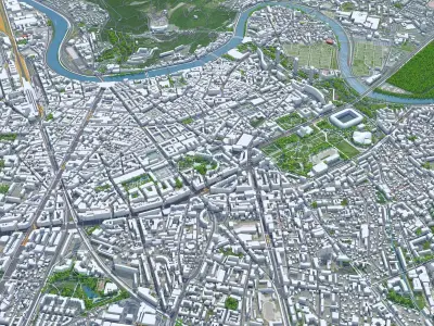 Grenoble City France Low-poly 3D model