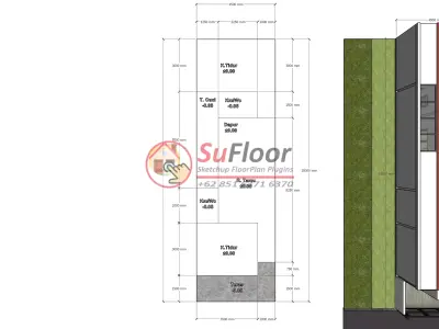 House 4x15m code 579 - Sketchup 3D model 3D model 3D model