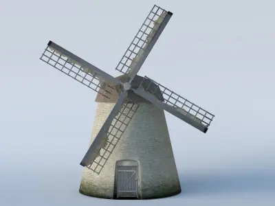 Basic run down grungy Windmill 3D model