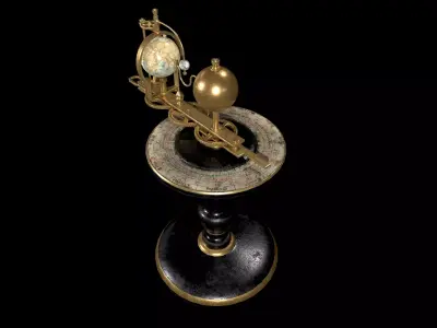 Antique Astronomical Orrery - Zodiac Dial - PBR Low Mid Poly Low-poly 3D model