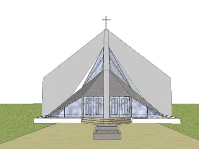 Architecture-Religion-God-Culture-Temple-093 church with tria... 3D model