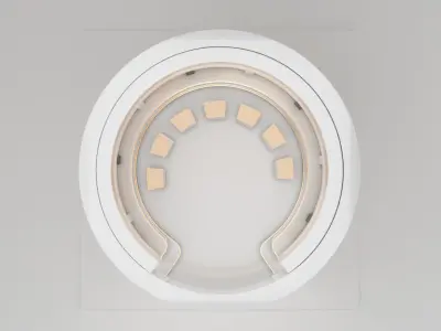 Futuristic 3D Exhibition Booth Design Gold and White Curved 3D model