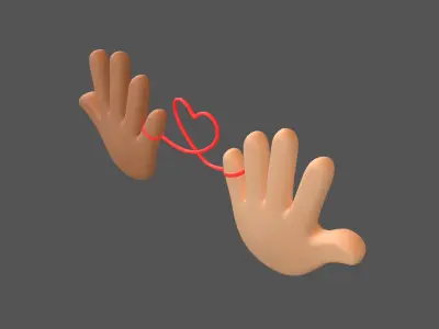 Hand with Red Line Icon v1 025 Low-poly 3D model