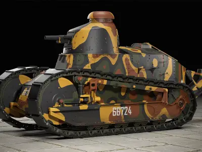 Renault FT french tank  Free low-poly 3D model