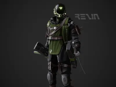 Cyberpunk Rezin Robot Low-poly 3D model