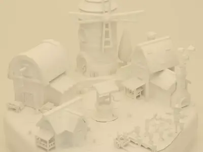 Low Poly Fantasy Fruit Diorama Low-poly 3D model