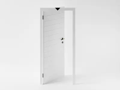 White Slatted Door With Black Handle  3D model