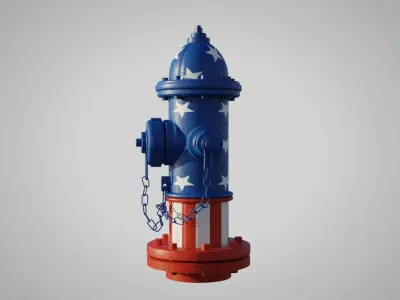 Fire Hydrant 20 - Patriotic American Flag Fireplug 3D model