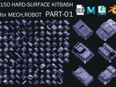 150 HARD-SURFACE KITBASH VOL-01 3D model