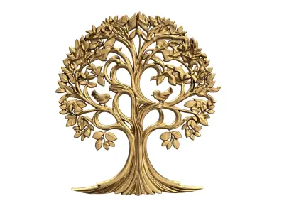 decor set wall panel tree relief mural CNC 07  3D print model purchase