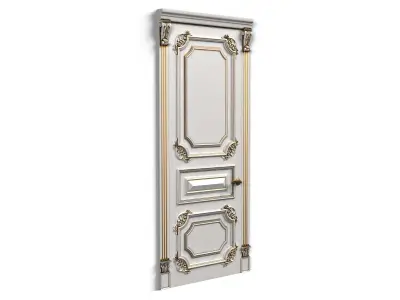 Door0014 wooden door with ornate design 3D model