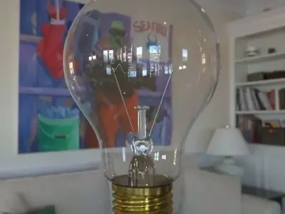 Light bulb with broken wolfram 3D model