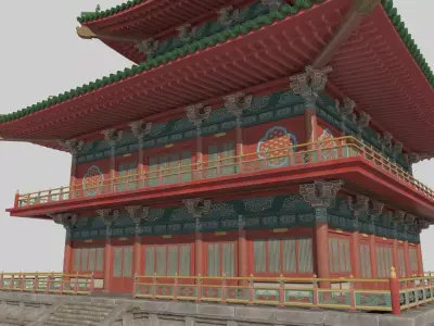 Asian Ancient Architectural Palace Library 3D model