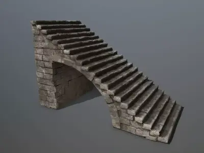 stairs stone wall Low-poly 3D model