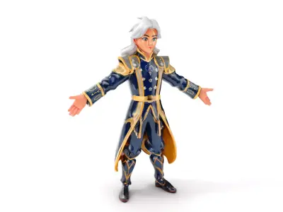 Elegant Fantasy Noble Character Rigged and Animated Low-poly 3D model
