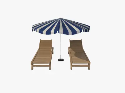 Sunbed Umbrella 3D model