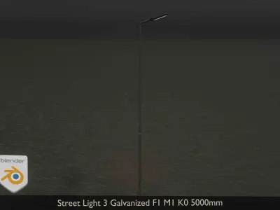 Street Light 3 Galvanized F1 M1 K0 5000mm Low-poly 3D model