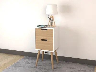 Bedside Table - Set Decoration Bedroom 04 3D model