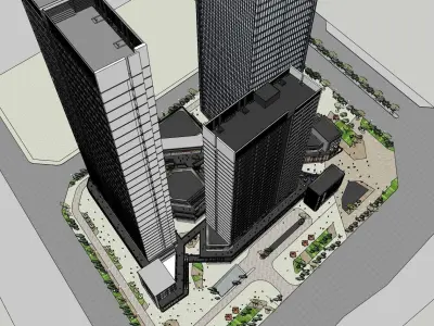 modern highrise with shops on podium  sketchup 3d model 3D model
