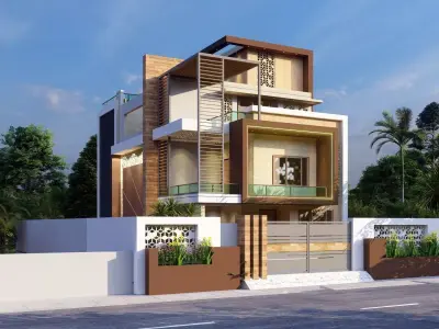 Exterior view of residential compelete file  3D model