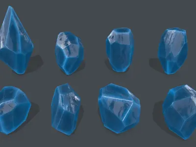 crystal set 1 Low-poly 3D model
