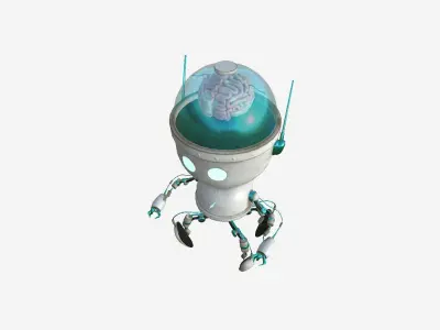 Brain Robot G07 White Dust - SciFi Character Design Low-poly 3D model
