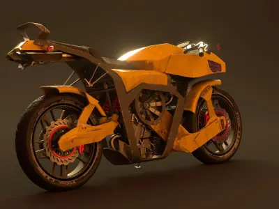 Futuristic motorcycle Low-poly 3D model